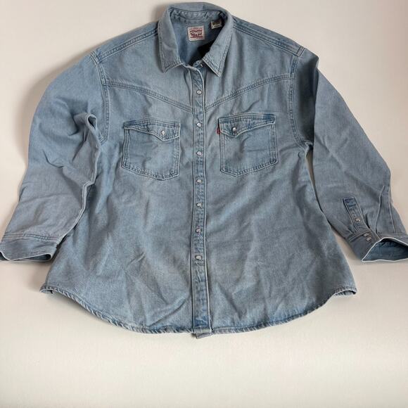 Levi's Premium Women Dorsey Western Oversized Fit Snap Button Shirt  Size S - Picture 1 of 14